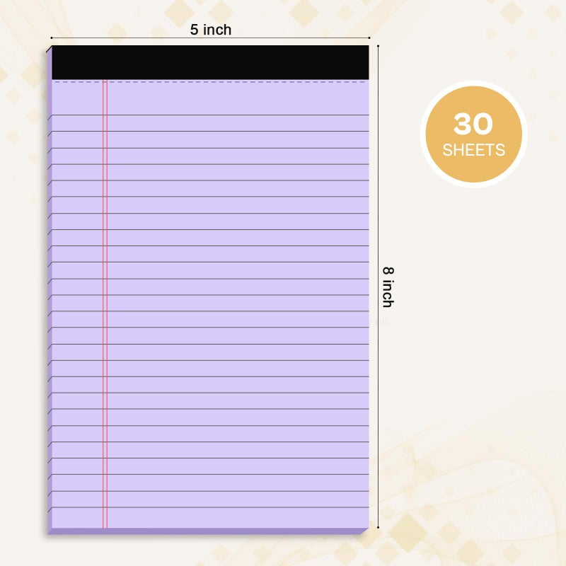Nichela 360 Sheets Purple Note Pads 5"" x 8"" Pack of 12 Small Legal Pads College Ruled Lined Paper with Micro-Perforated Writing Notebook 30 Sheets per Pad Small Notepad for School, Office & Home Supplies - Image 2